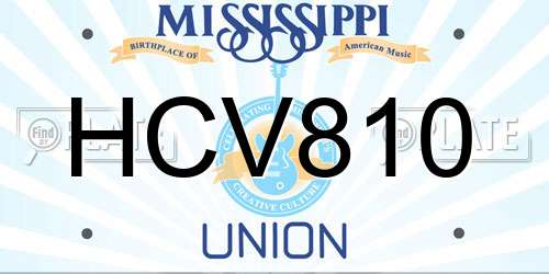 HCV810 Mississippi License Plate