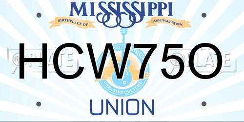 HCW75O Mississippi License Plate