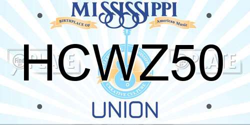 HCWZ50 Mississippi License Plate