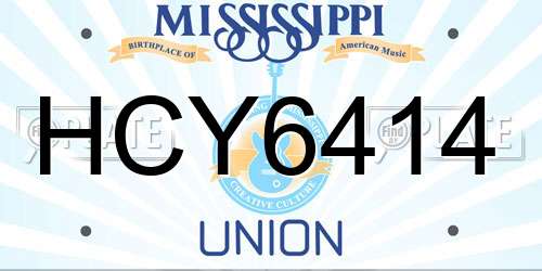 HCY6414 Mississippi License Plate