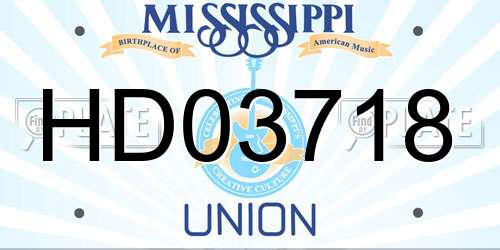HD03718 Mississippi License Plate