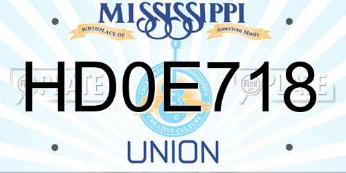 HD0E718 Mississippi License Plate
