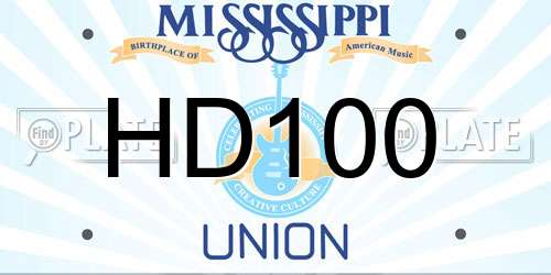 HD100 Mississippi License Plate