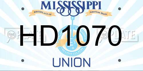 HD1070 Mississippi License Plate