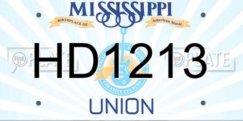 HD1213 Mississippi License Plate