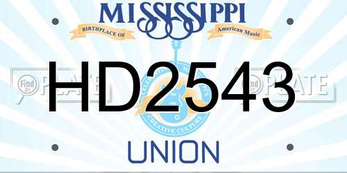 HD2543 Mississippi License Plate