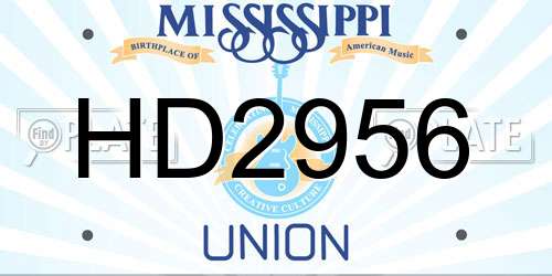 HD2956 Mississippi License Plate