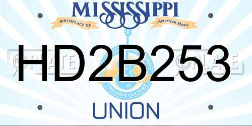 HD2B253 Mississippi License Plate