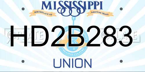 HD2B283 Mississippi License Plate