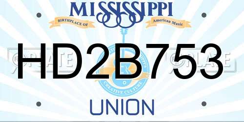 HD2B753 Mississippi License Plate