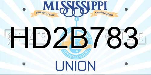 HD2B783 Mississippi License Plate