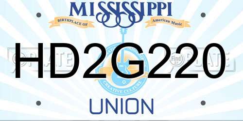 HD2G220 Mississippi License Plate