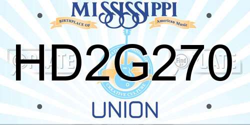 HD2G270 Mississippi License Plate