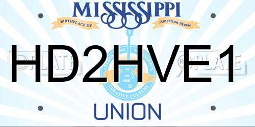 HD2HVE1 Mississippi License Plate