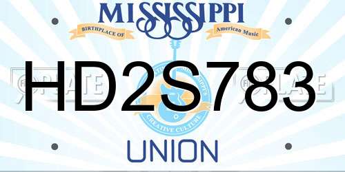 HD2S783 Mississippi License Plate