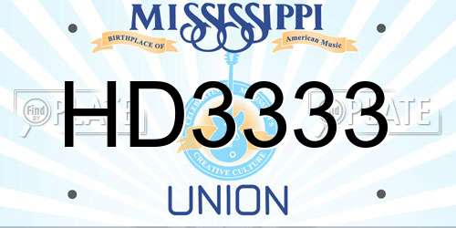 HD3333 Mississippi License Plate