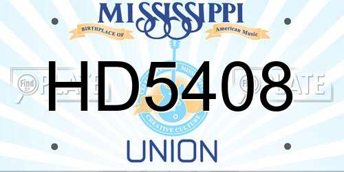 HD5408 Mississippi License Plate