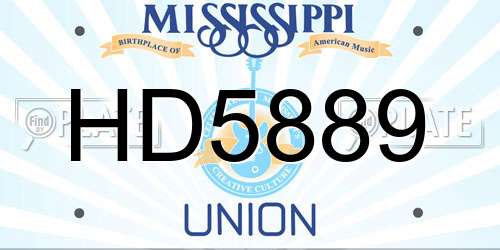 HD5889 Mississippi License Plate