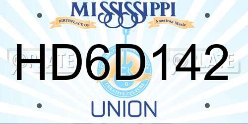 HD6D142 Mississippi License Plate