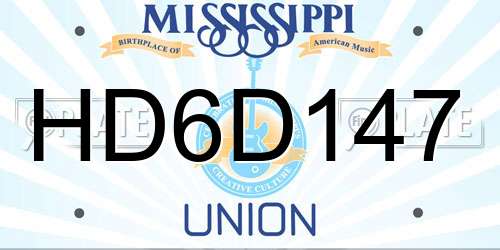 HD6D147 Mississippi License Plate