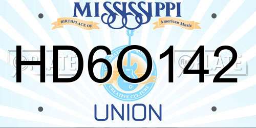 HD6O142 Mississippi License Plate