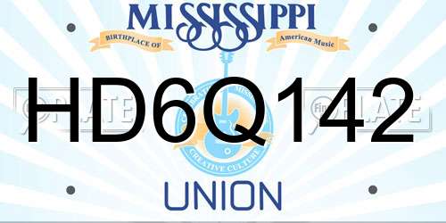 HD6Q142 Mississippi License Plate