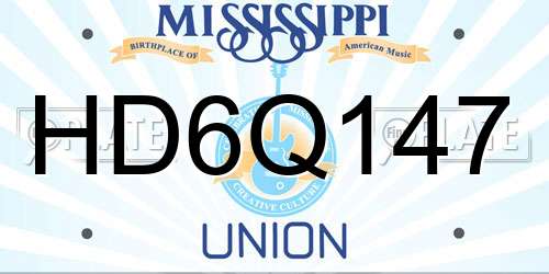 HD6Q147 Mississippi License Plate