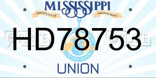 HD78753 Mississippi License Plate