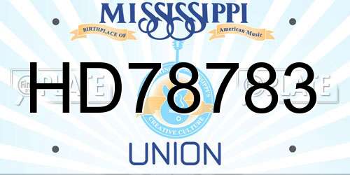 HD78783 Mississippi License Plate