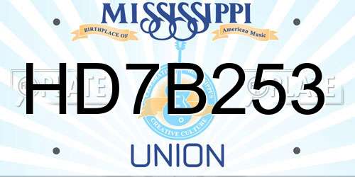 HD7B253 Mississippi License Plate
