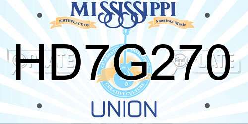 HD7G270 Mississippi License Plate