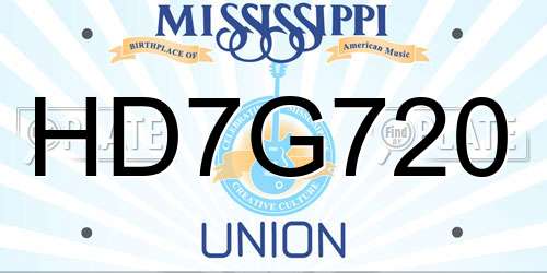 HD7G720 Mississippi License Plate
