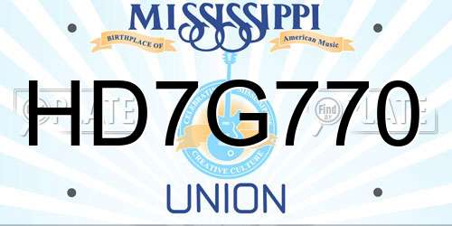 HD7G770 Mississippi License Plate