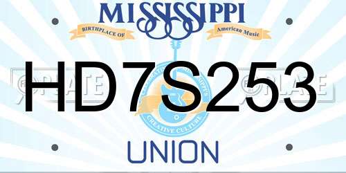 HD7S253 Mississippi License Plate