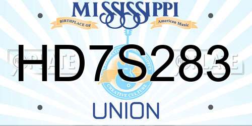 HD7S283 Mississippi License Plate