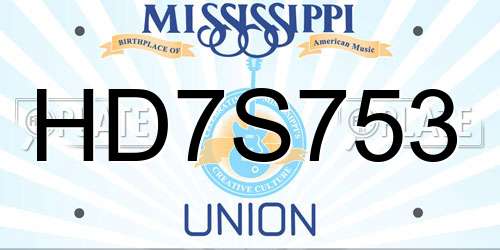 HD7S753 Mississippi License Plate
