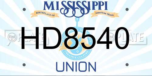 HD8540 Mississippi License Plate