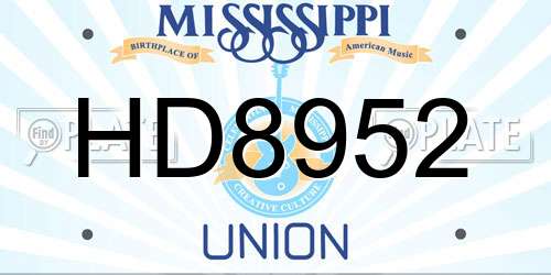 HD8952 Mississippi License Plate