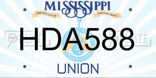 HDA588 Mississippi License Plate