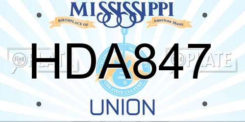 HDA847 Mississippi License Plate