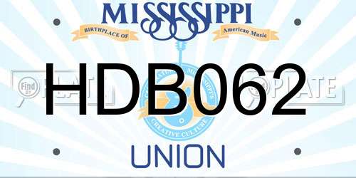 HDB062 Mississippi License Plate