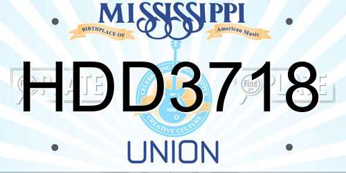 HDD3718 Mississippi License Plate