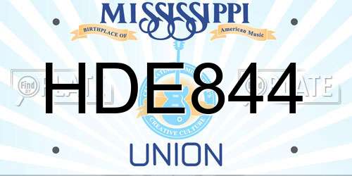 HDE844 Mississippi License Plate