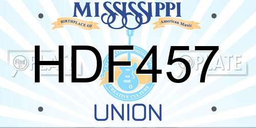 HDF457 Mississippi License Plate