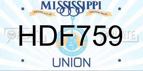 HDF759 Mississippi License Plate