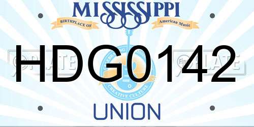 HDG0142 Mississippi License Plate