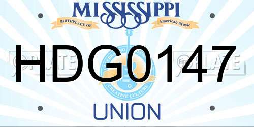 HDG0147 Mississippi License Plate