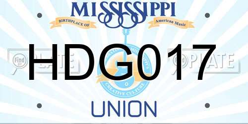 HDG017 Mississippi License Plate