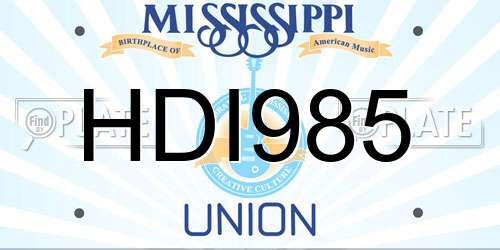 HDI985 Mississippi License Plate