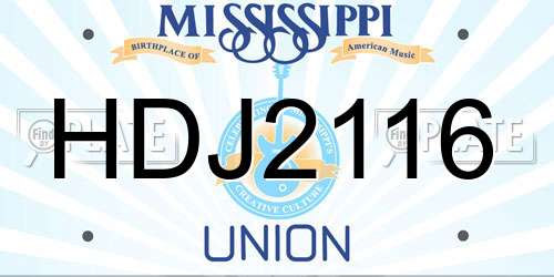 HDJ2116 Mississippi License Plate